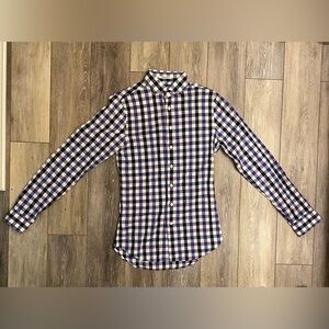 Express Men’s Purple and White Plaid Shirt XS